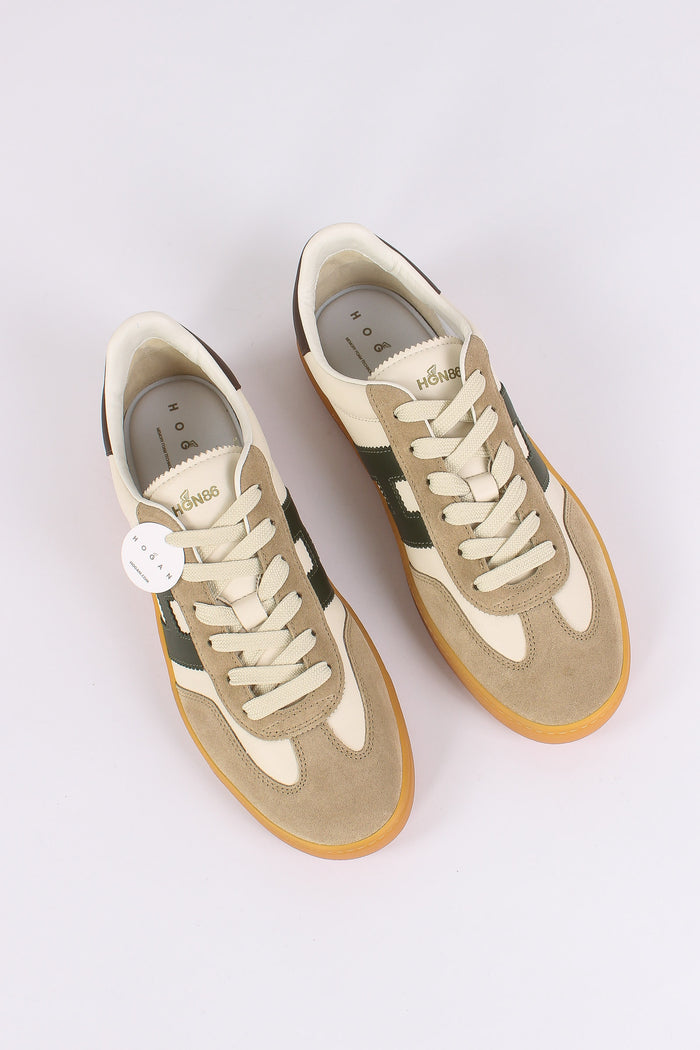 Sneaker Cool Pelle Bianco/sabbia/verde-5