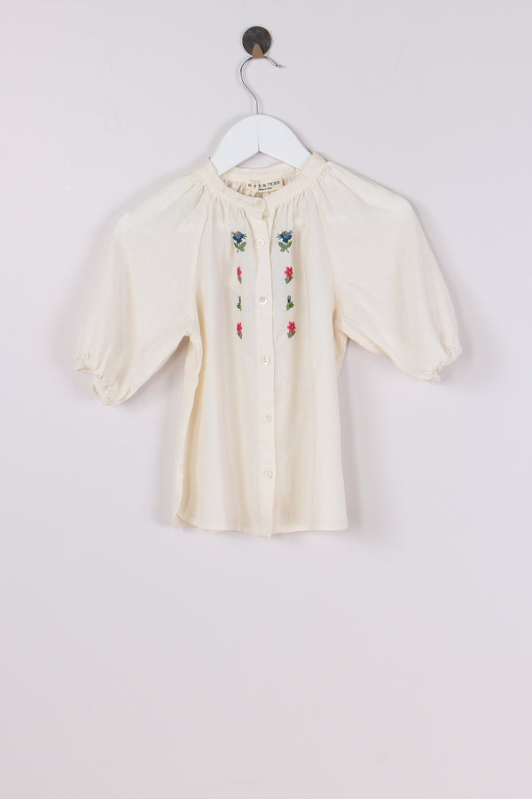 Camicia Coreana Ricamo Fiore Naturale
