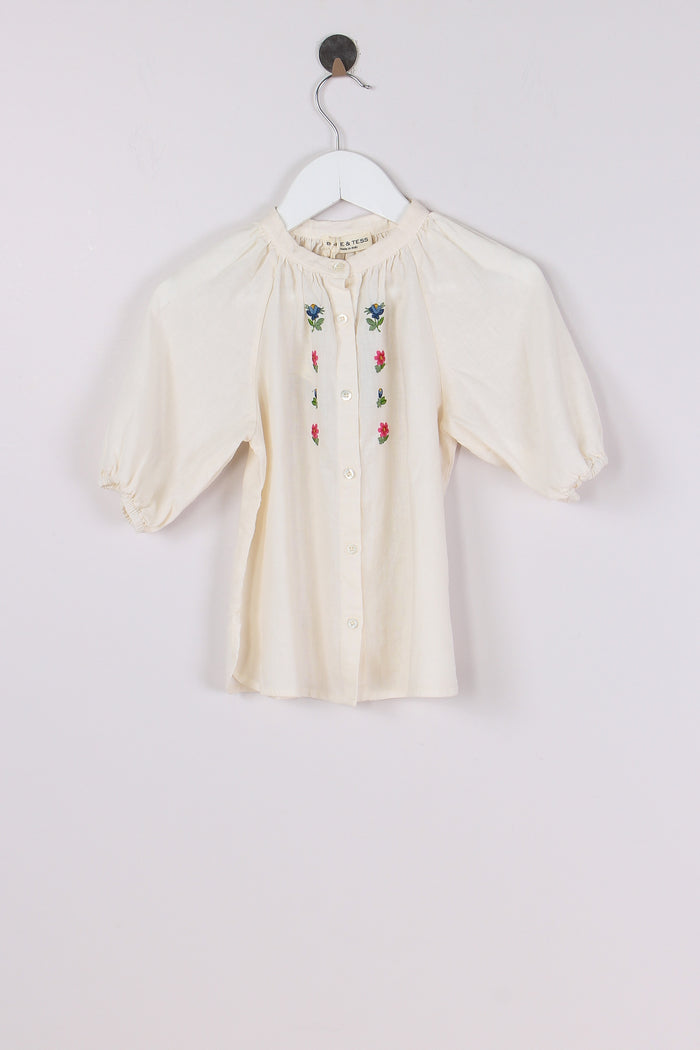Camicia Coreana Ricamo Fiore Naturale
