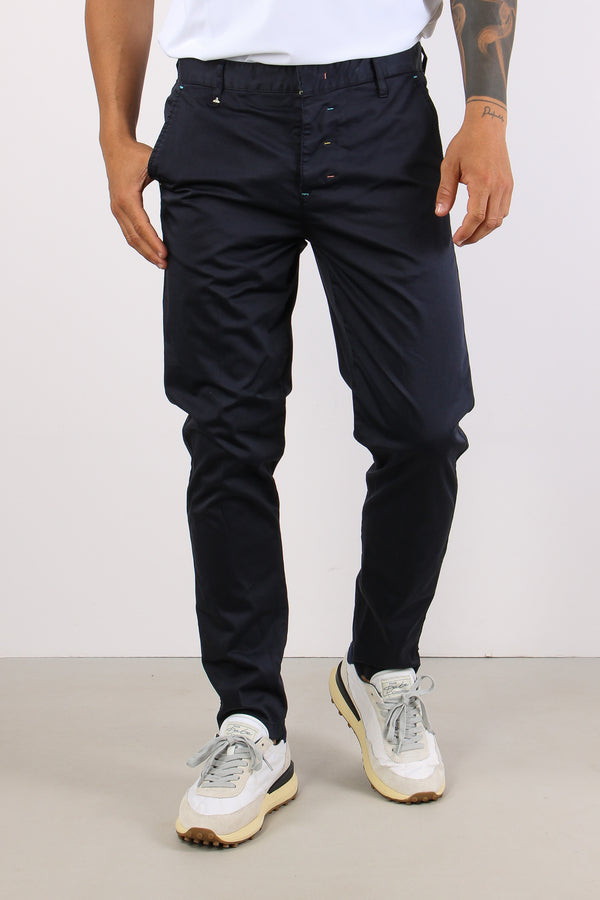 Pantalone Chino Rasatello Blu-2