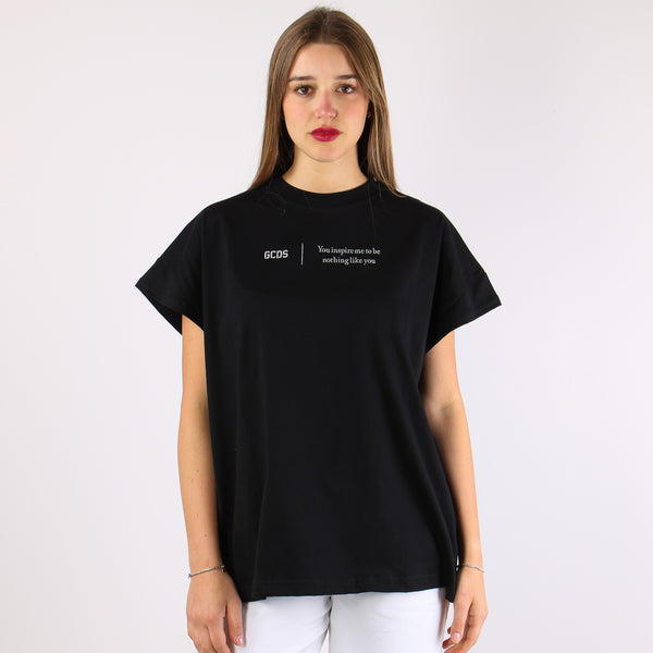 T-shirt Over Scritta Black/white-2