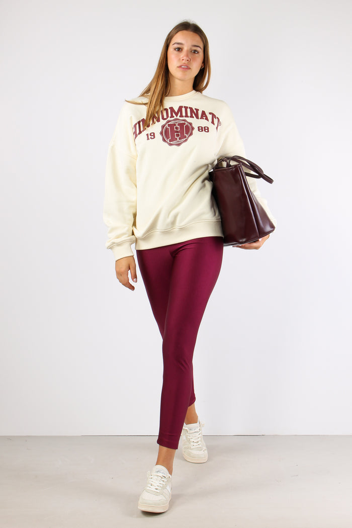 Felpa College Bianco Burro