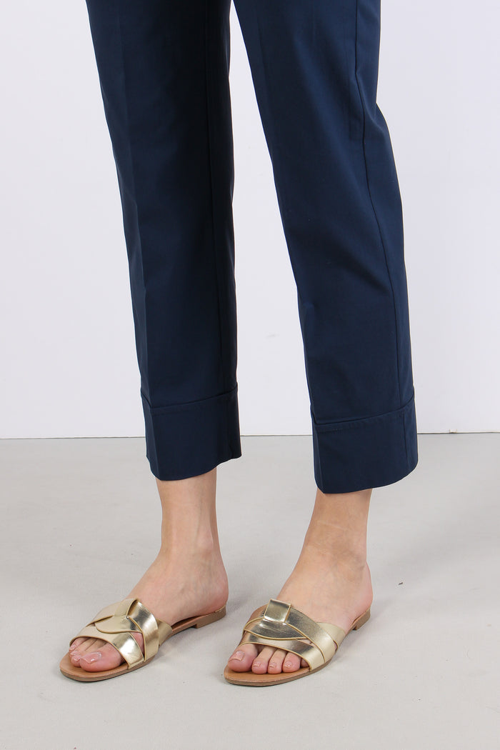 Pantalone Dritto Risvolto Blu-7