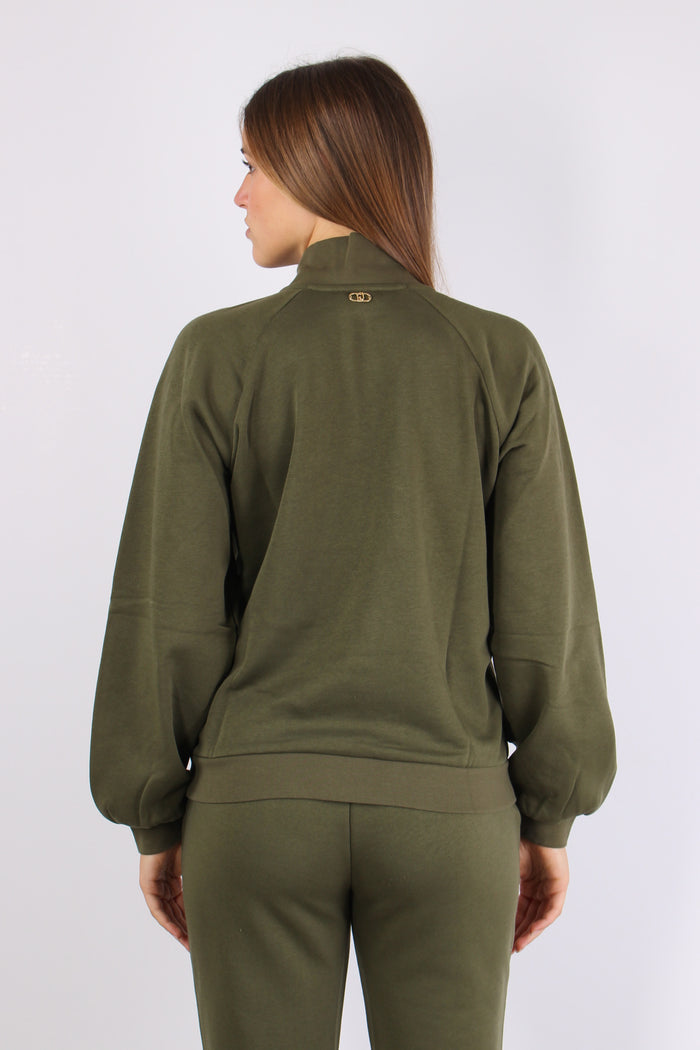 Felpa Zip Castone Olive Night-5