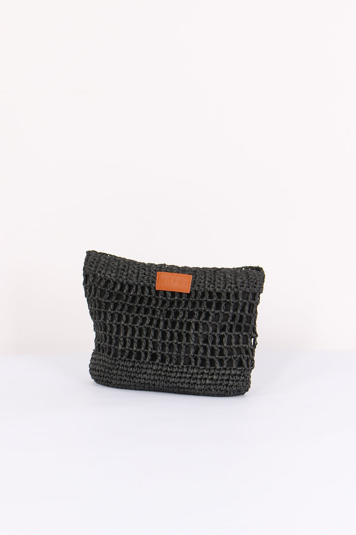 Maxi Pochette Rafia Nero-3