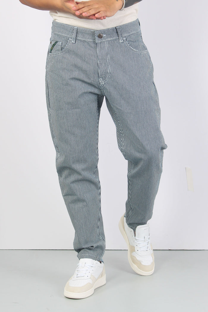 Pantalone Cropped Righe Blu/grigio-3