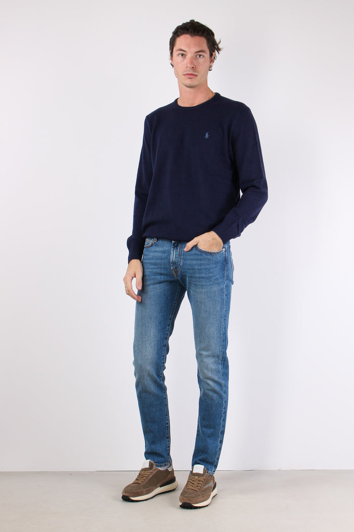 Maglia Girocollo Lambswool Pool Blue-3