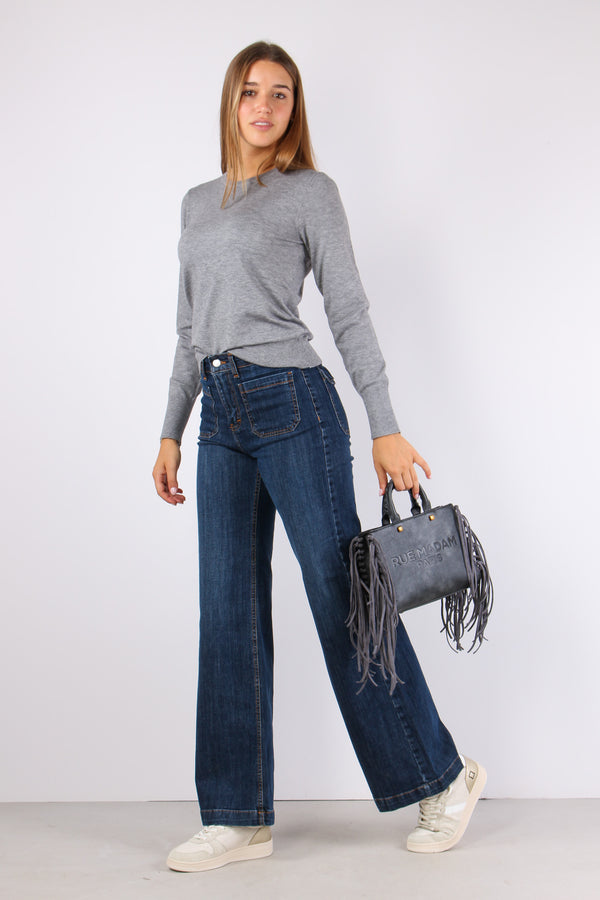 Maglia Girocollo Viscosa Grigio