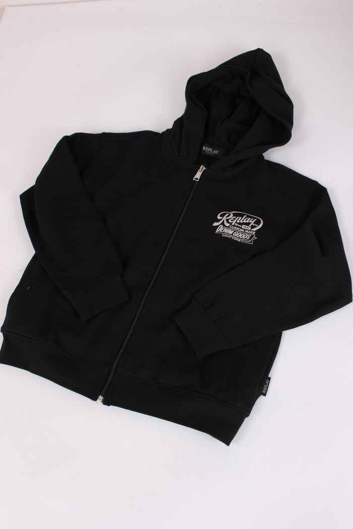 Felpa Full Zip Cappuccio Nero-3