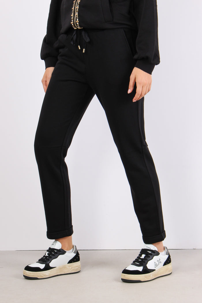 Pantalone Felpa Basico Nero-3