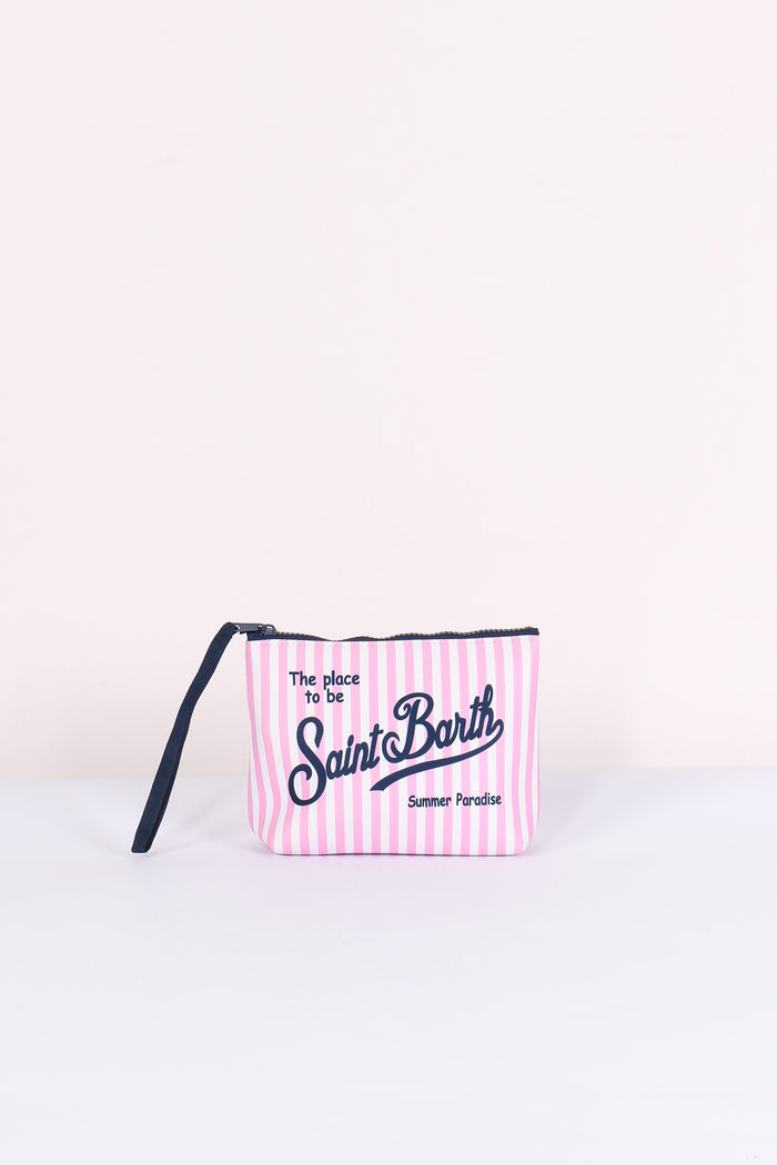 Aline Pochette Righe Mini Rosa/bianco