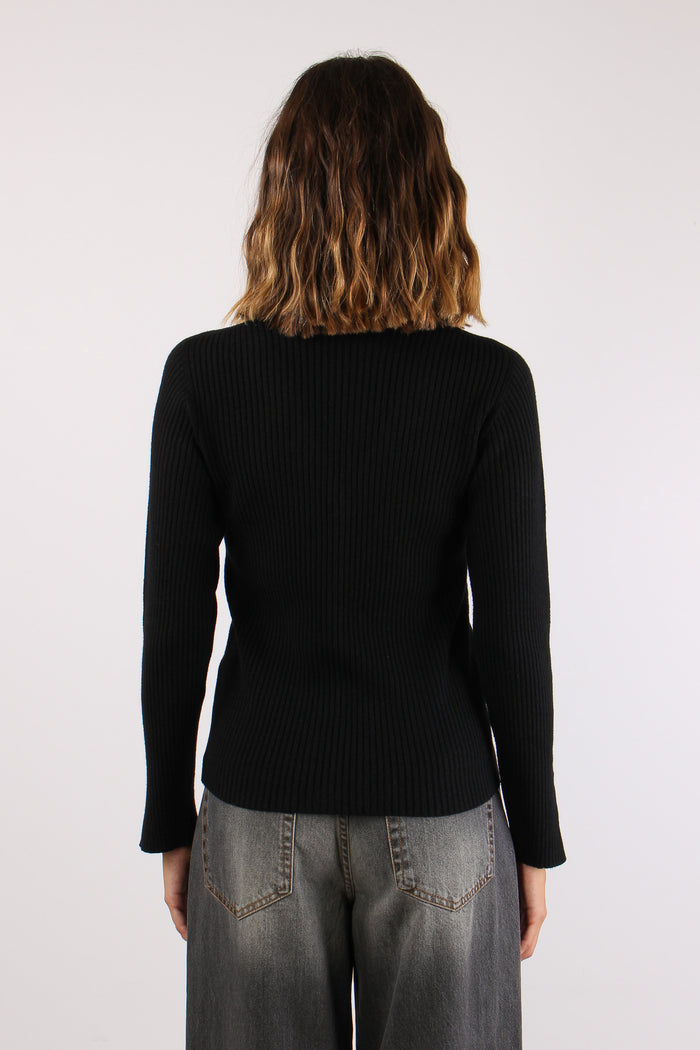 Cardigan Costina Pizzo Manica Nero-5