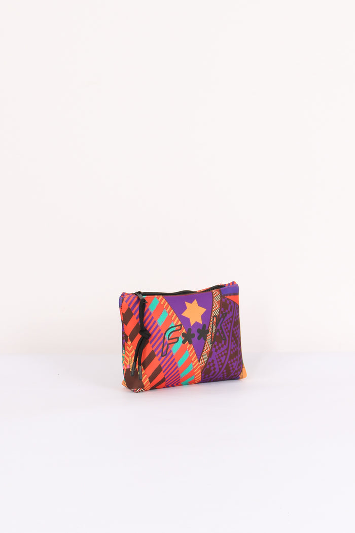 Pochette Neoprene Fantasia Viola/arancio-5