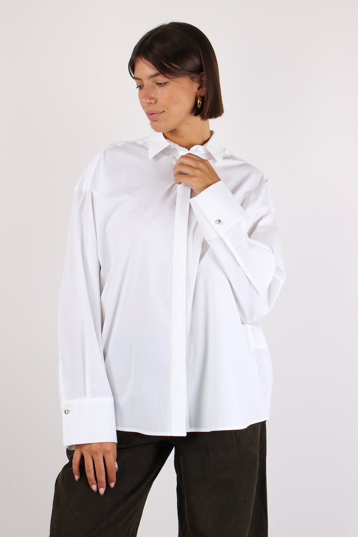 Camicia Logo Strass Bianco-2