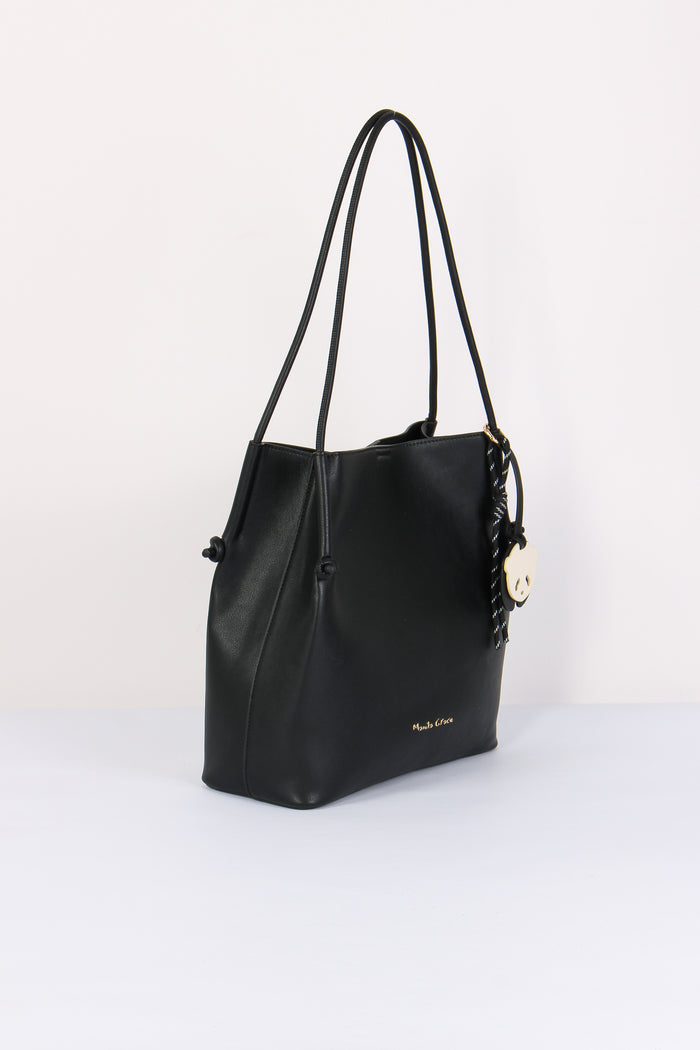 Tote Bag Manici Sottili Nero-7
