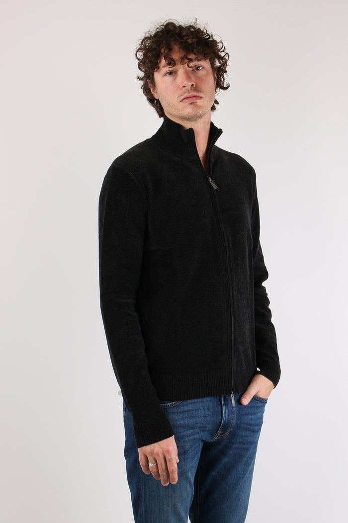 Maglia Zip Velluto Black-5
