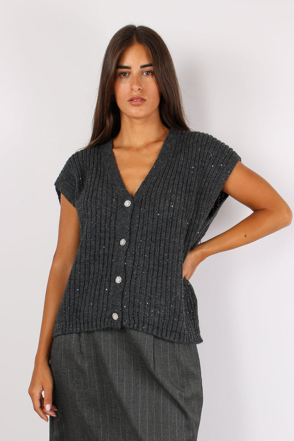 Inisio Gilet Costa Paillettes Antracite