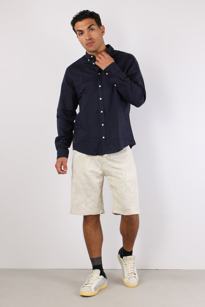 Camicia Basica Lino Navy Blue-3