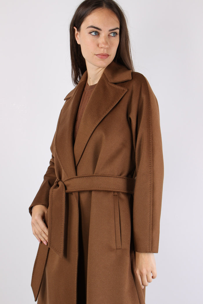 Dravenna Cappotto Cintura Lana Visone-4