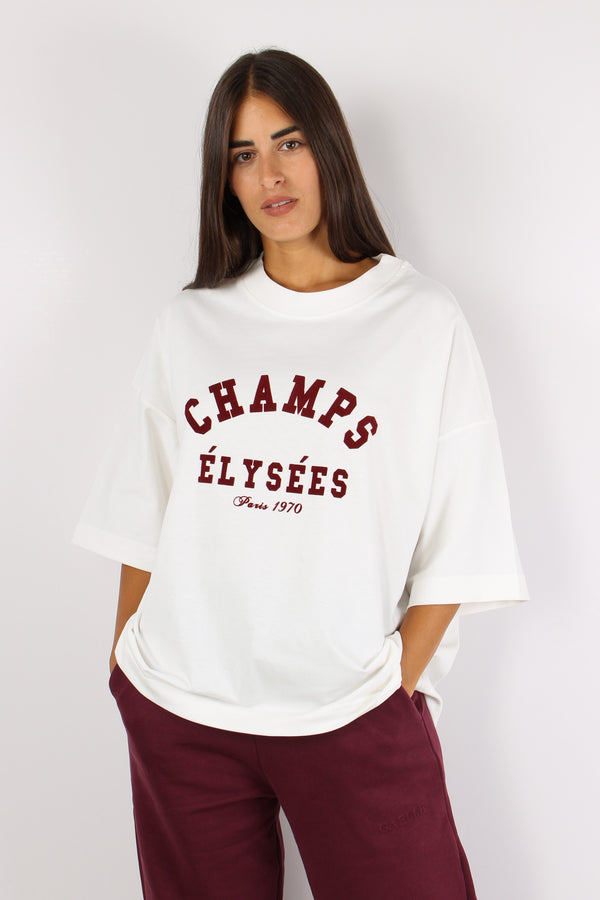 T-shirt Ricamo Flock Champs El Bianco/bordeaux-2