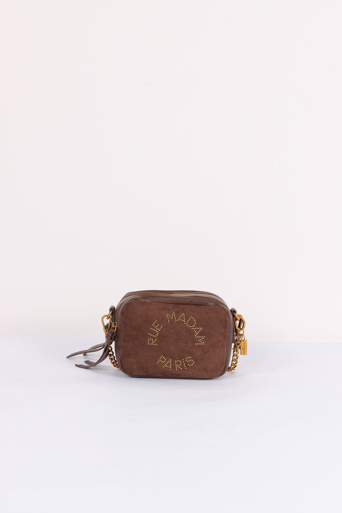 Camera Bag Logo Borchie Suede Brown