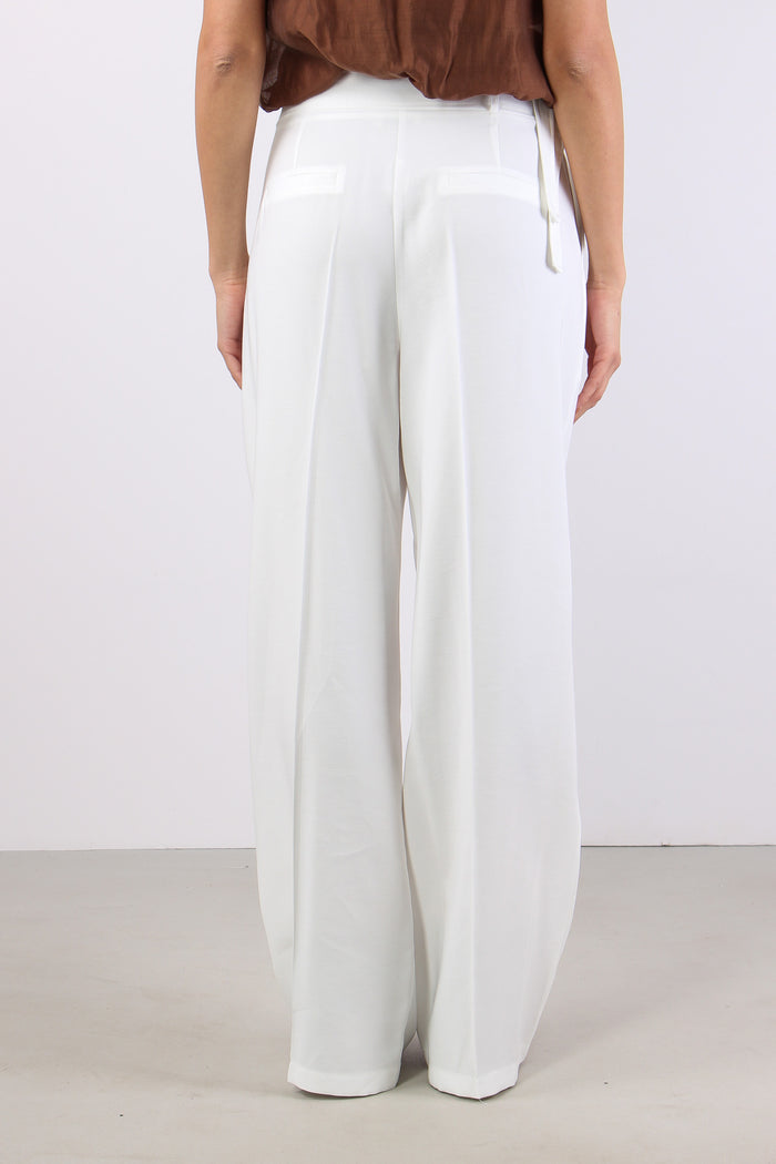 Pantalone Cut Out Fibbia Bianco-4