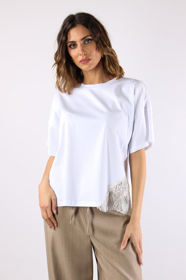 T-shirt Spicchio Fondo Pizzo Bianco-2
