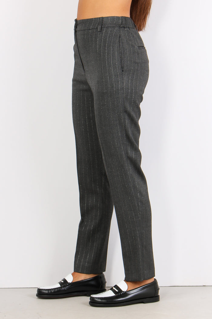 Baetis Pantalone Gessato Lurex Grigio-3
