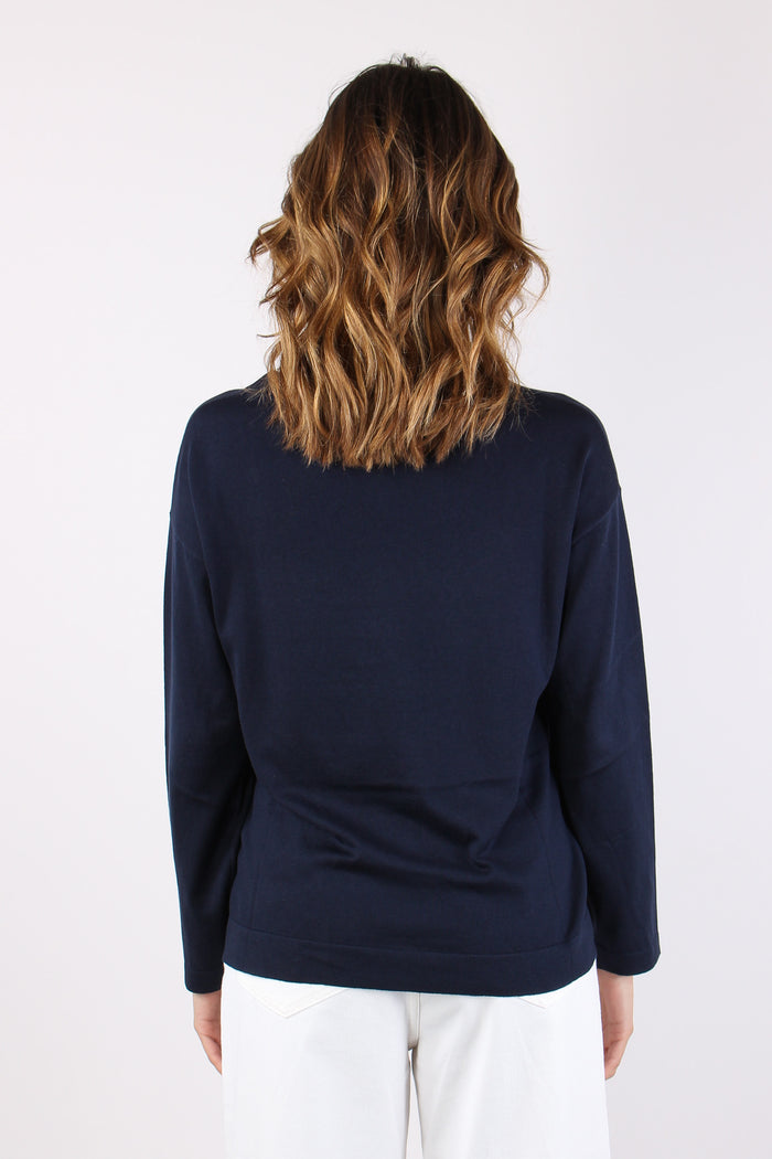 Wkdlepre Maglia Seta Cotone Blu-4