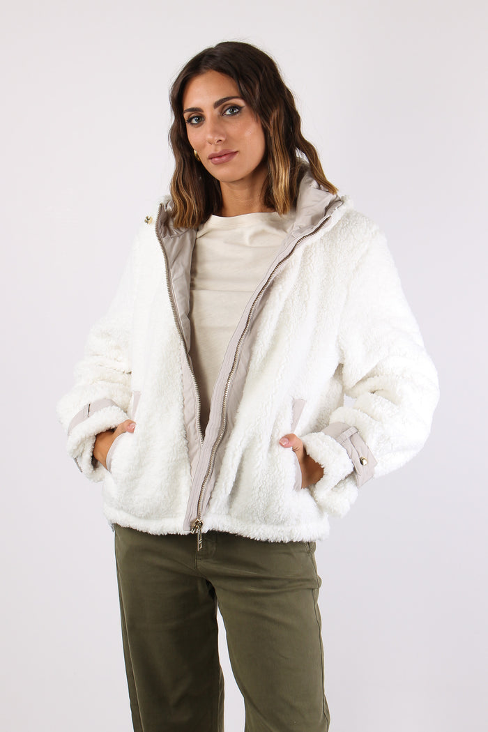 Teddy Corto Inserto Nylon Bianco Lana/lino-7