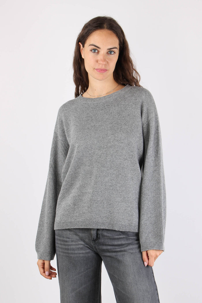 Maglia Girocollo Basica Melange Grey-3