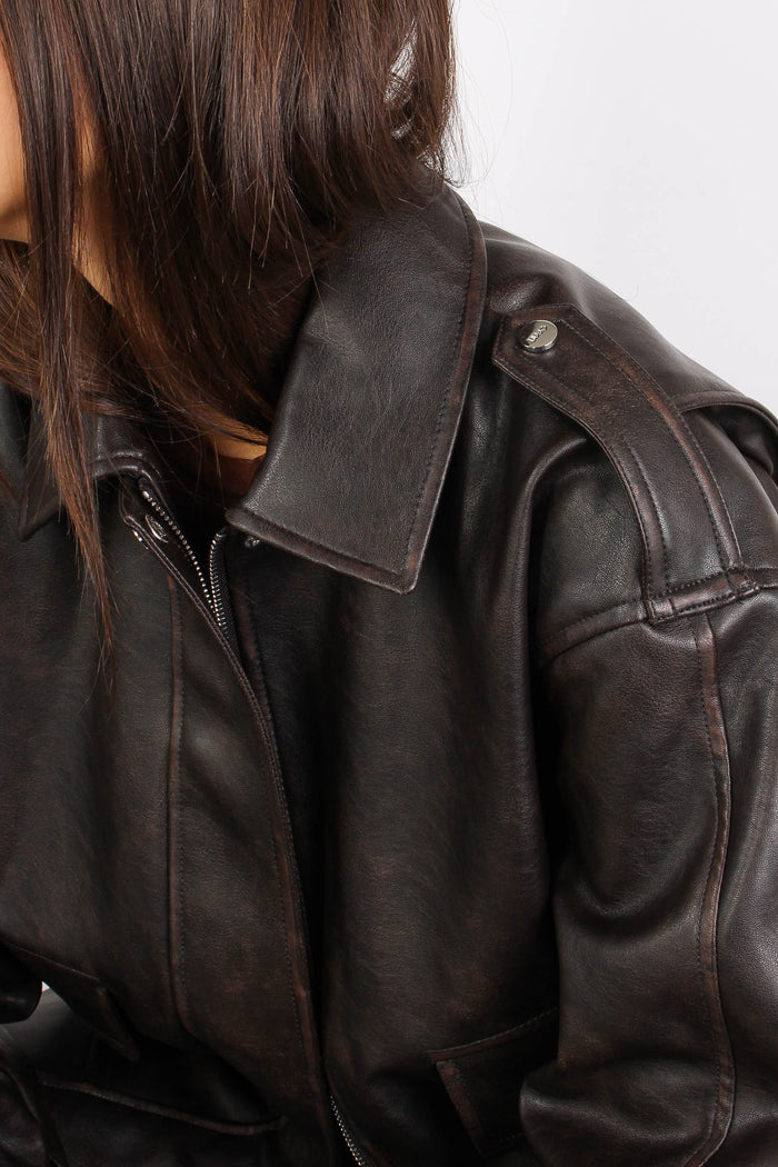 Giubbotto Ecopelle Invecchiato Light Chocolate-10