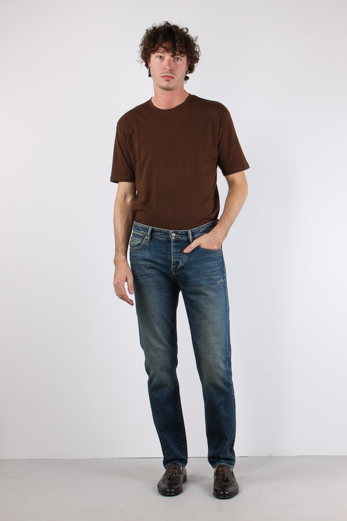Denim Micro Rotture Slavato Denim Medio