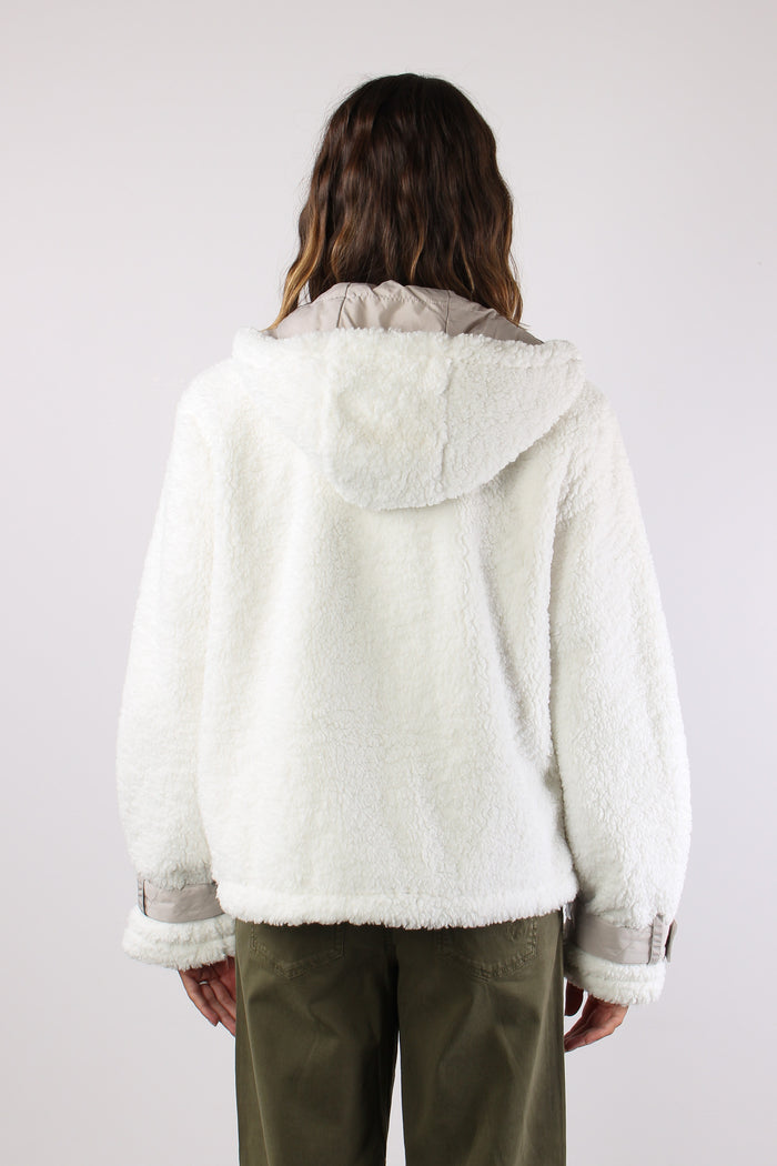 Teddy Corto Inserto Nylon Bianco Lana/lino-5