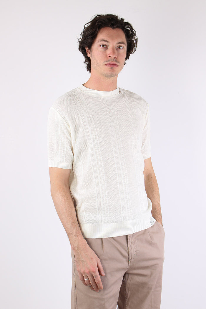 T-shirt Cotone Lavorato Panna-6