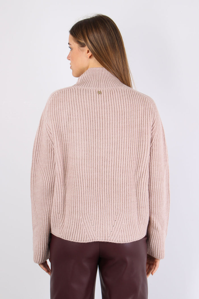 Maglia Collo Alto Pink Poudre-7