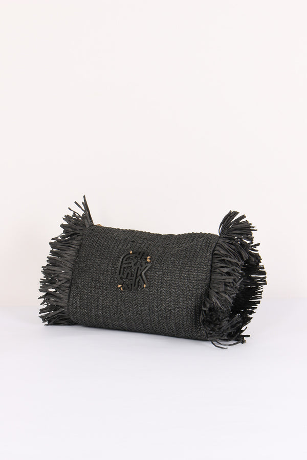 Pochetta Paglia Frange Nero-2