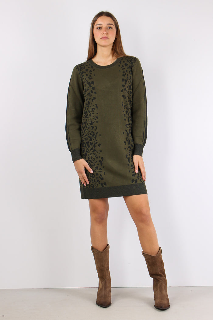 Abito In Maglia Macula Lurex Olive/nero-7