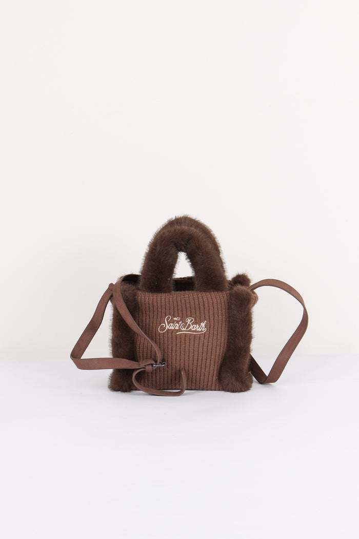 Borsa Mano Costine Pelliccia Brown-3