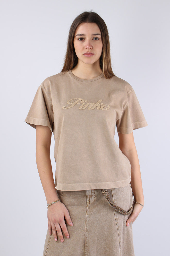 Sheryl T-shirt Logo Pizzo Beige Chantilly-2