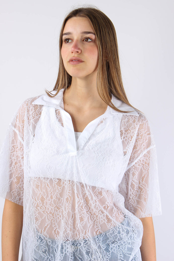 Polo Manica Corta Pizzo Bianco-10