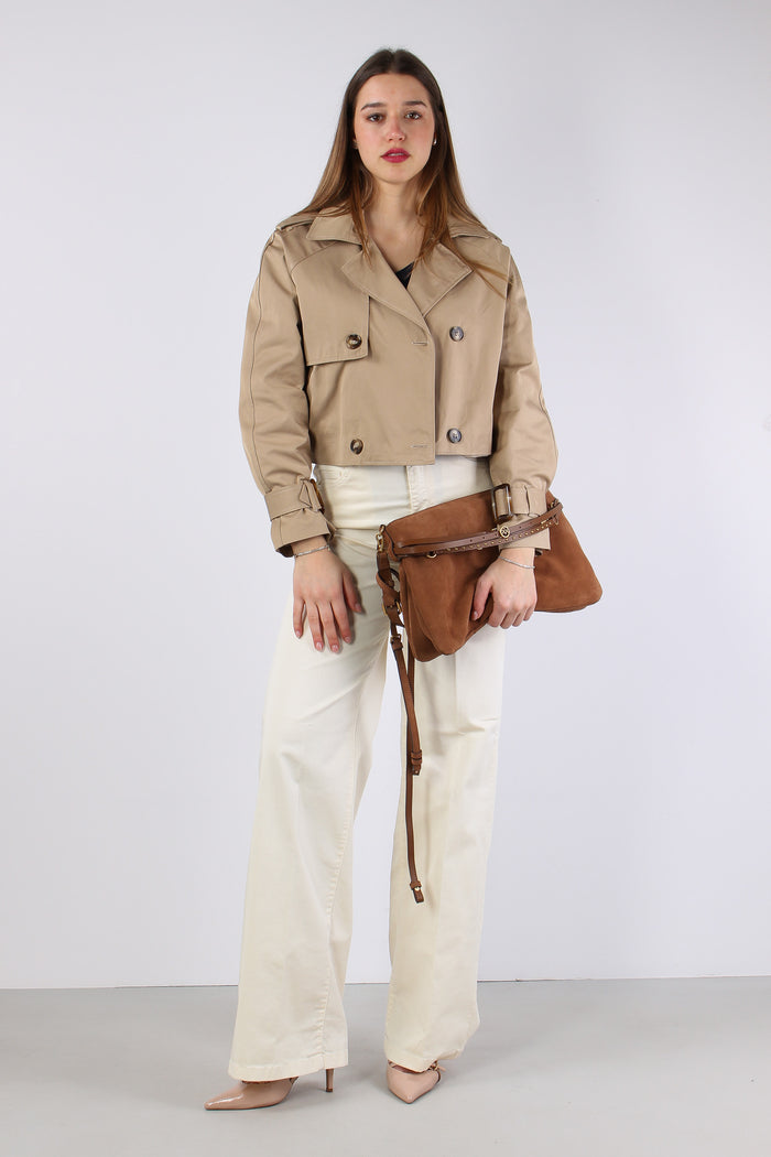 Trench Corto Cotone Beige