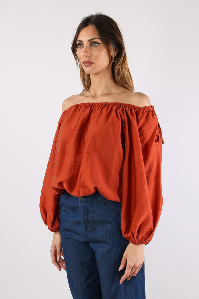 Blusa Scavo Sceso Laccetti Col Ruggine-3