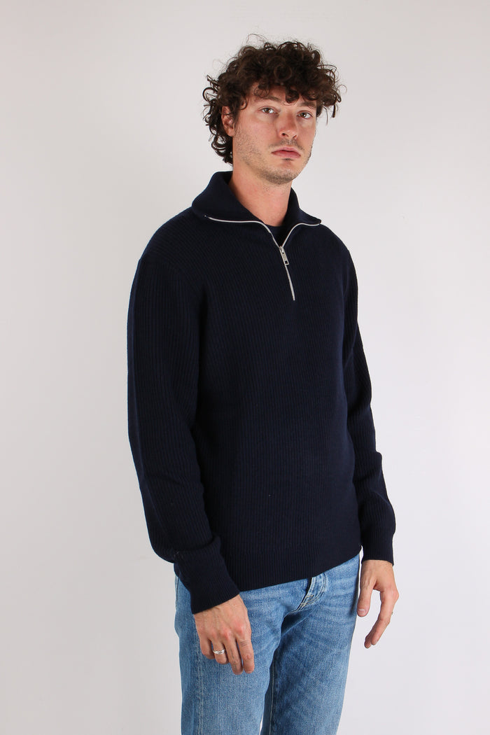 Mezza Zip Costa Inglese Navy Blue-5