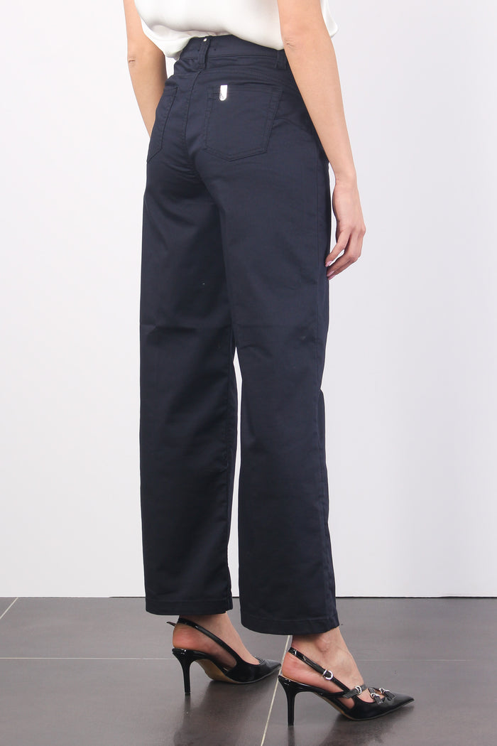 Pantalone Cropped Fibbia Tasca Blu Navy-8
