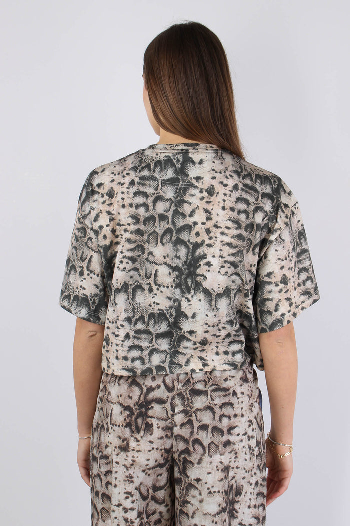 Terni T-shirt Snake Ricamo Beige/nero-5