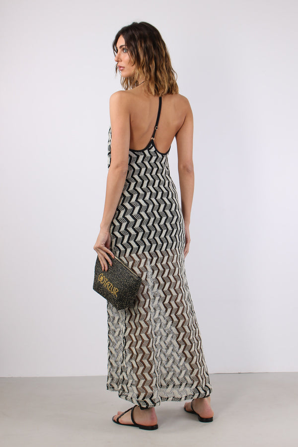 Abito Rete Jacquard Nero