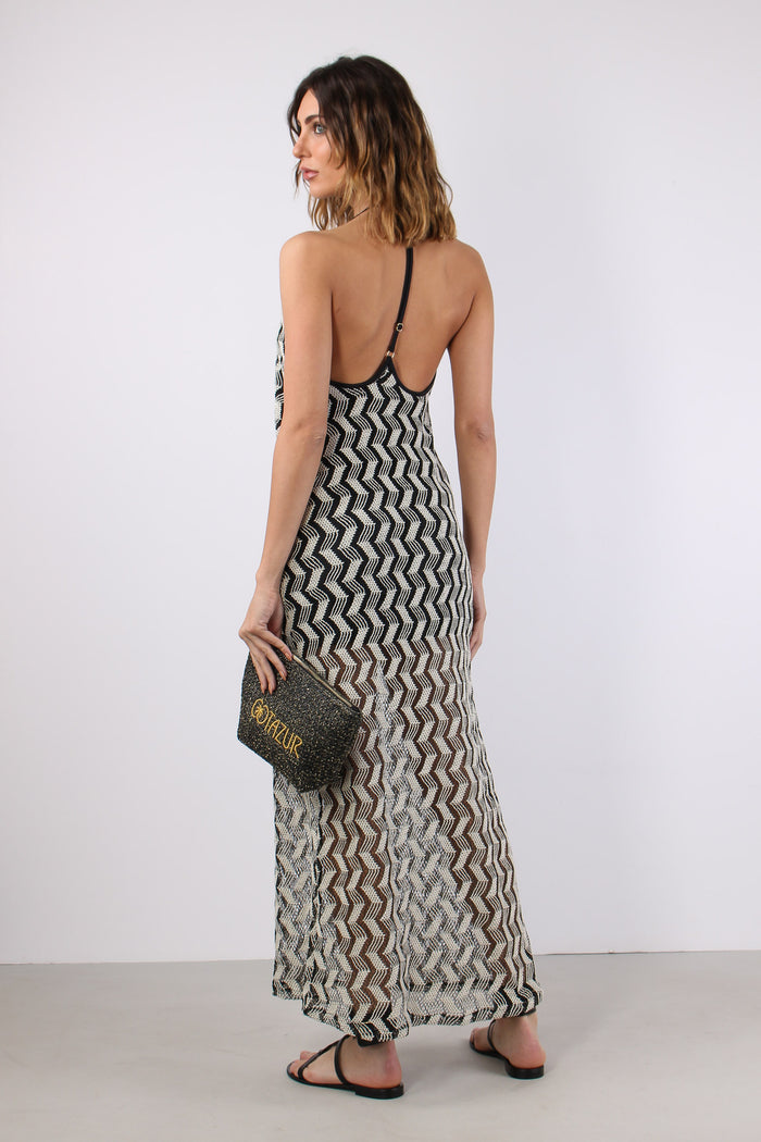Abito Rete Jacquard Nero