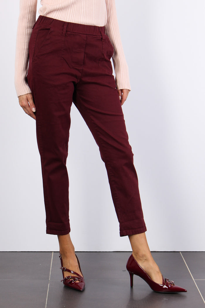 Pantalone Gabardina Elastico Bordeaux-5