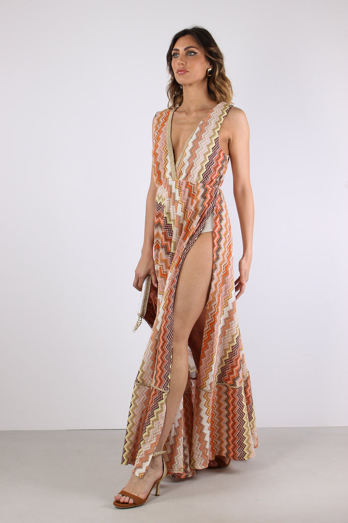 Abito Lungo Jacquard Terra-6